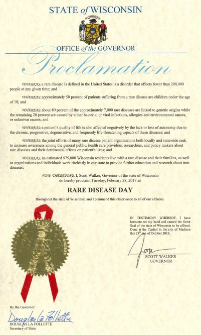 governor-proclamation-for-rare-disease-day-in-wisconsin-2017